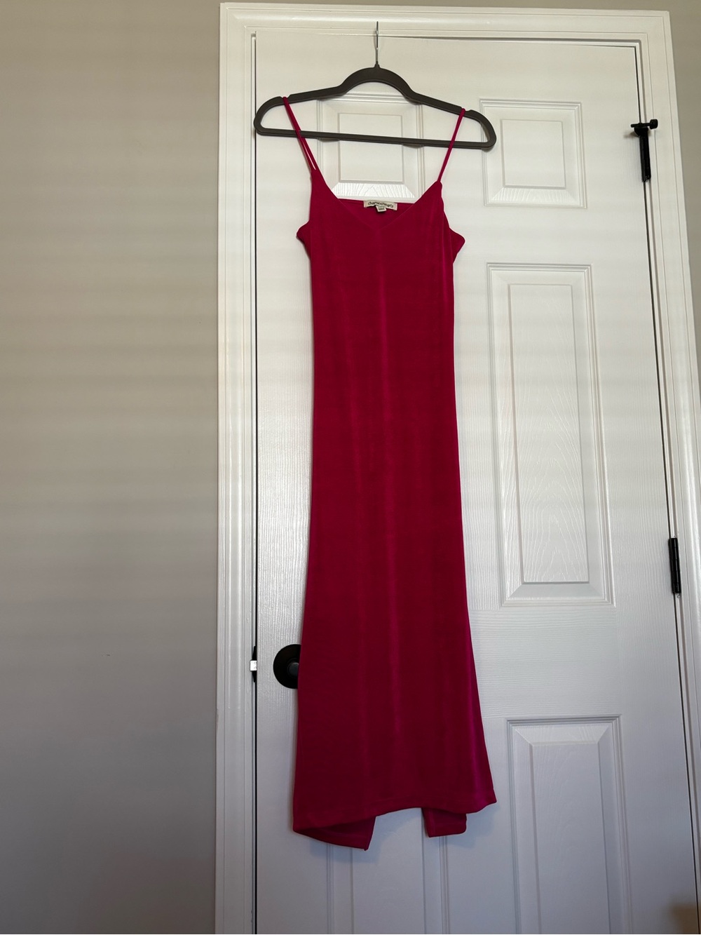 Fuchsia Maxi Slip Dress with Spaghetti Straps